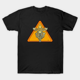 Motorcycle Tattoo Cartoon Yield Sign T-Shirt